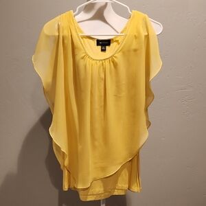 Womens Yellow Tank Top W/flowy Overlay On Top.